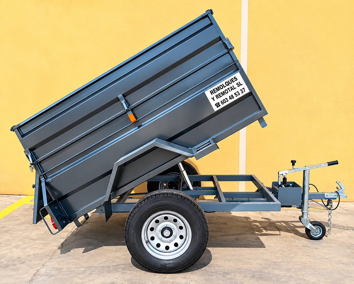 Remolque 4×4 basculante hidráulico + freno de inercia 2.200 x 1.300 x 600 + 350 – Mma 750 kg